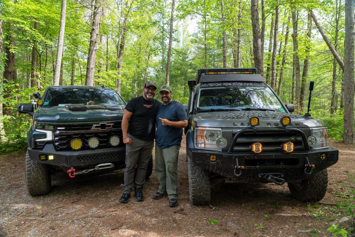 Group gathered in pine forest for an outdoor skills session